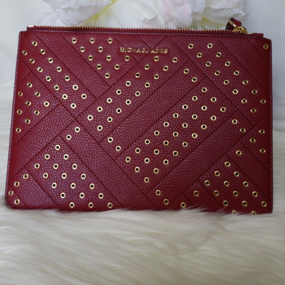 Michael Kors Jet Set Travel XL Zip Clutch Mulberry - Picture 2 of 7